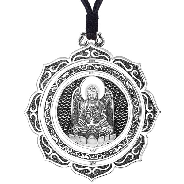 990 Silver Amitabha Buddha Pendant - Guardian for Dog & Zodiac Boar